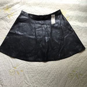 Faux leather flared skirt